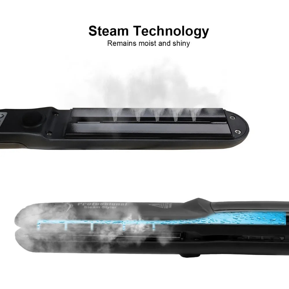 Plancha de vapor profesional de cerámica para alisar el cabello