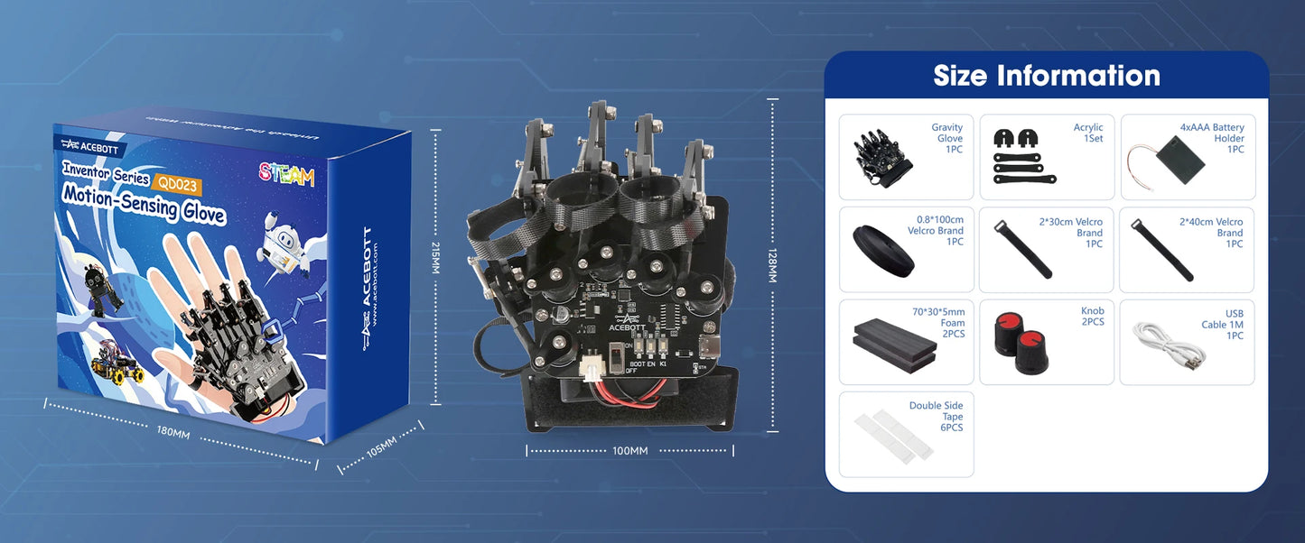 ACEBOTT Guante de detección de movimiento Kit de coche robot para kit Arduino