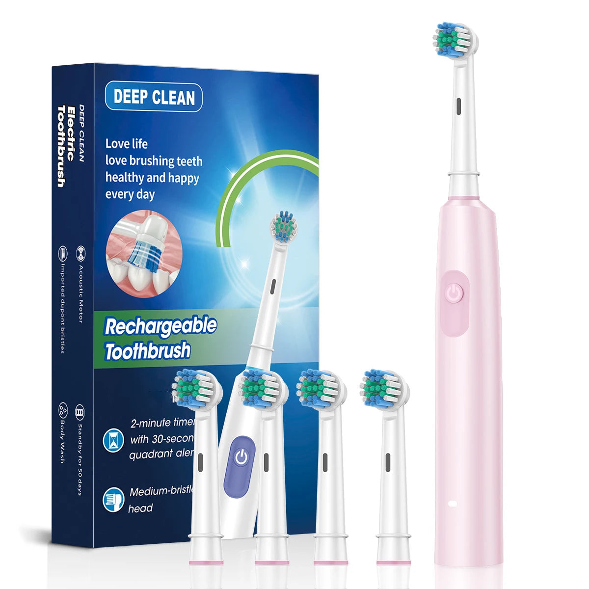 Cepillo de dientes eléctrico recargable de 4 cabezales