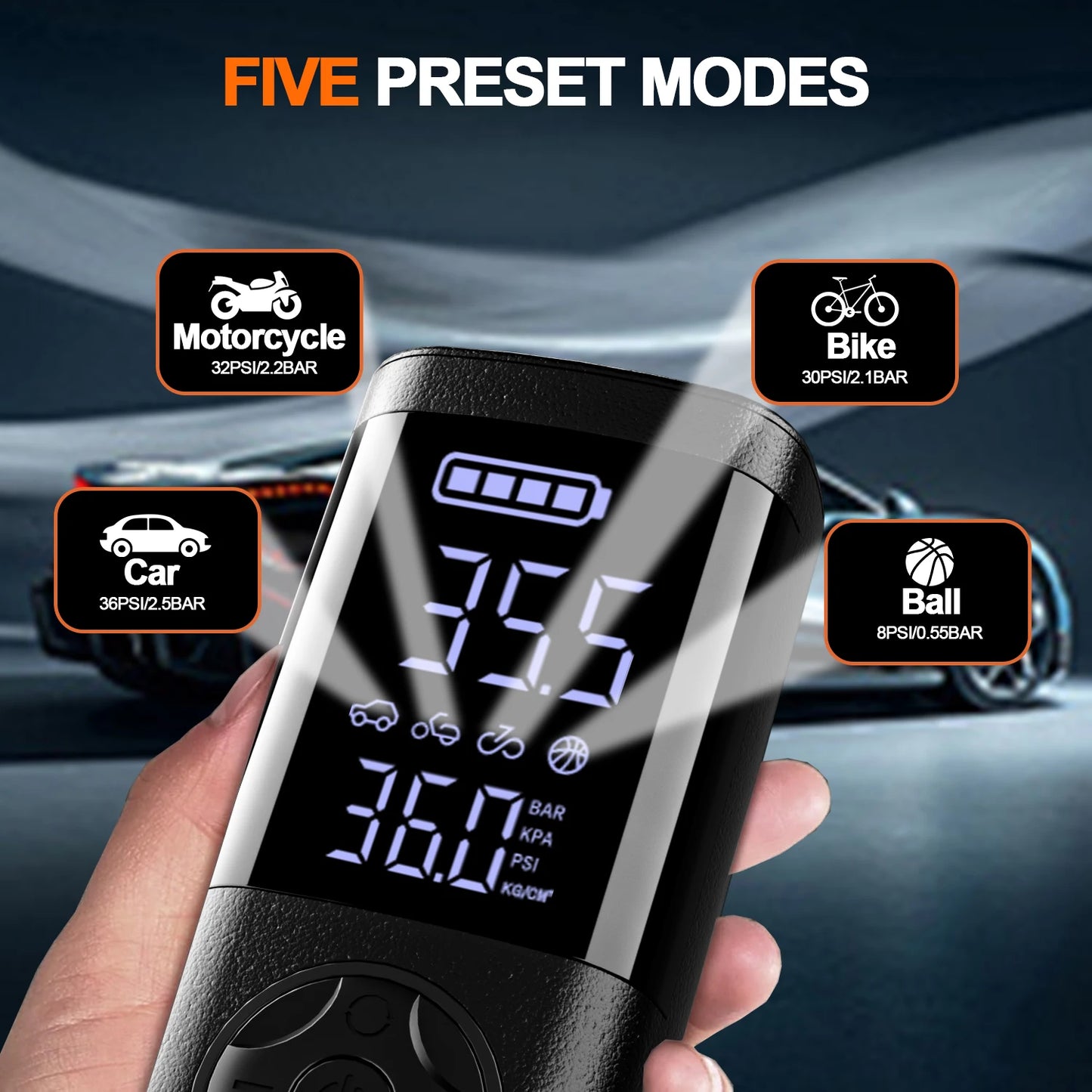 Inflador de neumáticos de coche inalámbrico portátil / Cordless Car Tire Inflator Portable Air Compressor