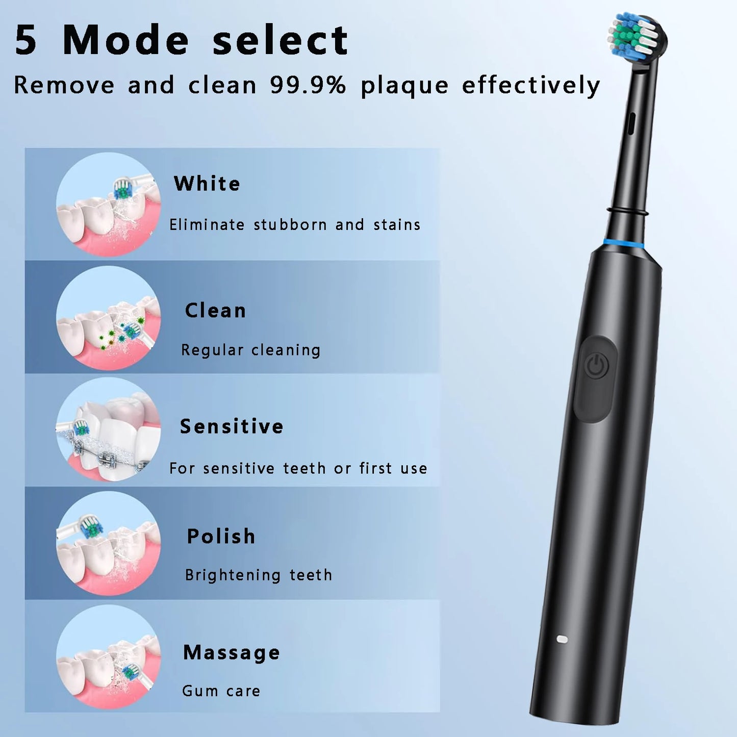 Cepillo de dientes eléctrico recargable de 4 cabezales