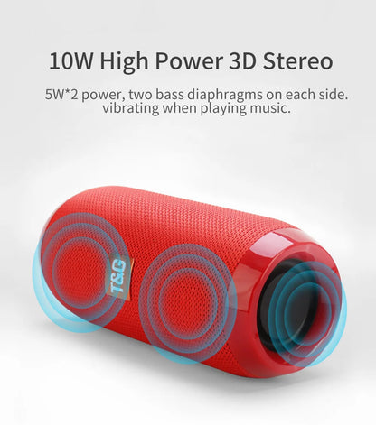 Bocina Bluetooth Portátil T&G TG117 – TWS, Resistente al Agua IPX5, Radio FM, Lector TF