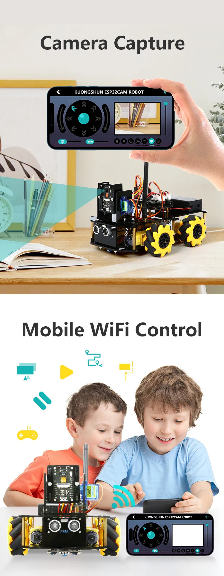 Kit de coche Robot inteligente ESP32 para proyecto de programación Arduino