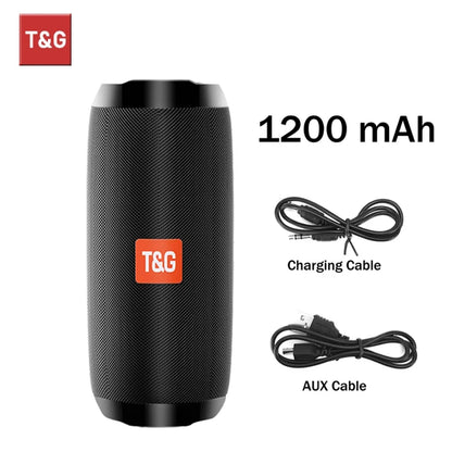 Bocina Bluetooth Portátil T&G TG117 – TWS, Resistente al Agua IPX5, Radio FM, Lector TF