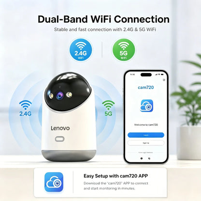 Cámara de Vigilancia Lenovo 5MP WiFi — Interior con Visión Nocturna
