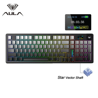 Teclado Mecánico Inalámbrico AULA S98 Pro – RGB, Hot-Swap, Pantalla TFT, Tri-modo, 4000mAh