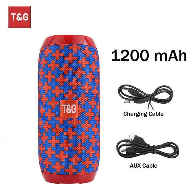 Bocina Bluetooth Portátil T&G TG117 – TWS, Resistente al Agua IPX5, Radio FM, Lector TF