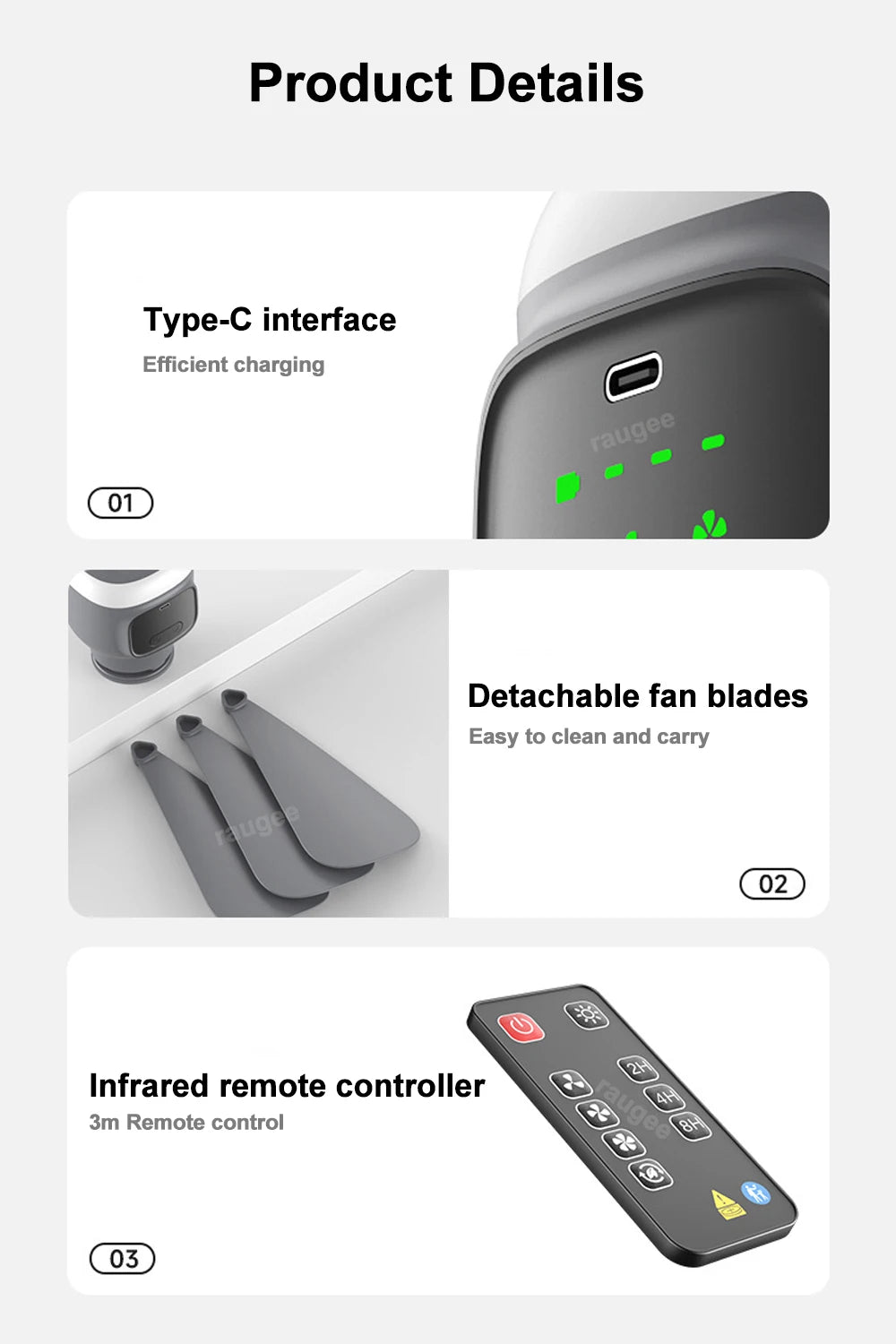 Ventilador de Techo Portátil 12000mAh — Recargable, LED, Control Remoto, Camping