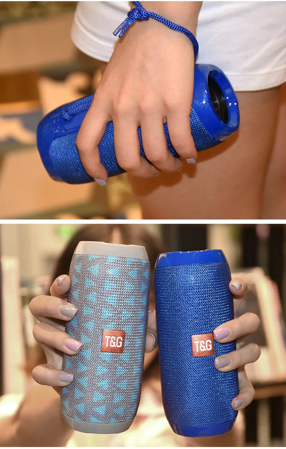 Bocina Bluetooth Portátil T&G TG117 – TWS, Resistente al Agua IPX5, Radio FM, Lector TF