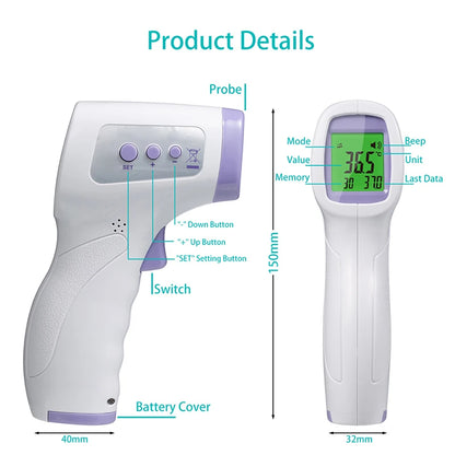 Termómetro Infrarrojo Digital Fireurus – Sin Contacto, Pantalla LED, Para Bebés y Adultos