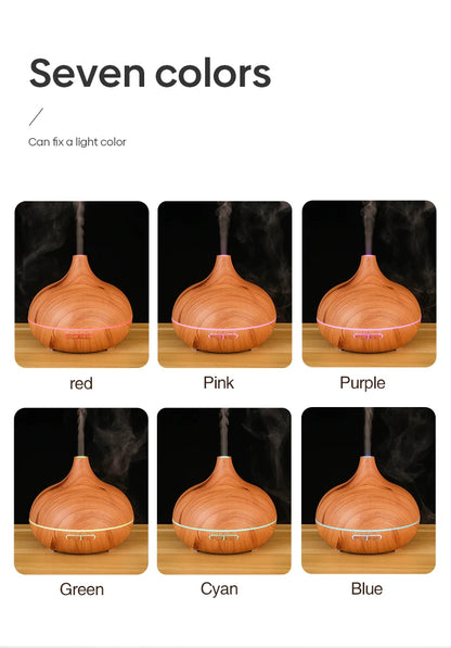 Disfusor de aromaterapia con control remoto-  Aromatherapy Essential Oil Diffuser Wood Air Humidifier