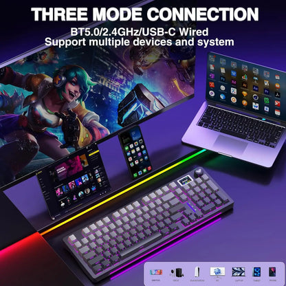Teclado Mecánico Inalámbrico AULA S98 Pro – RGB, Hot-Swap, Pantalla TFT, Tri-modo, 4000mAh