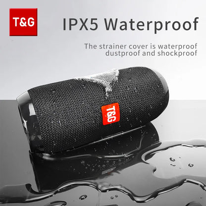 Bocina Bluetooth Portátil T&G TG117 – TWS, Resistente al Agua IPX5, Radio FM, Lector TF