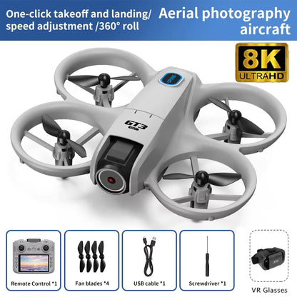GT3 Mini Drone Brushle Quadcopter RC Drone with Professional 8K Dual Camera FPV Screen Remote Control Foldable Airplane Toy Gift