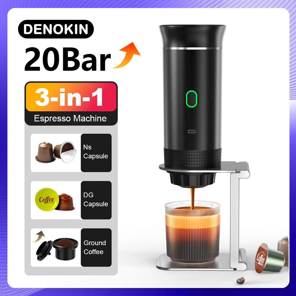 Cafetera Espresso portátil  inalámbrica para coche cápsula 3 en 1
