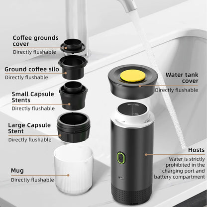 Cafetera Espresso portátil  inalámbrica para coche cápsula 3 en 1