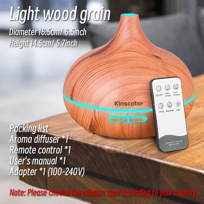 Disfusor de aromaterapia con control remoto-  Aromatherapy Essential Oil Diffuser Wood Air Humidifier