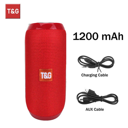 Bocina Bluetooth Portátil T&G TG117 – TWS, Resistente al Agua IPX5, Radio FM, Lector TF