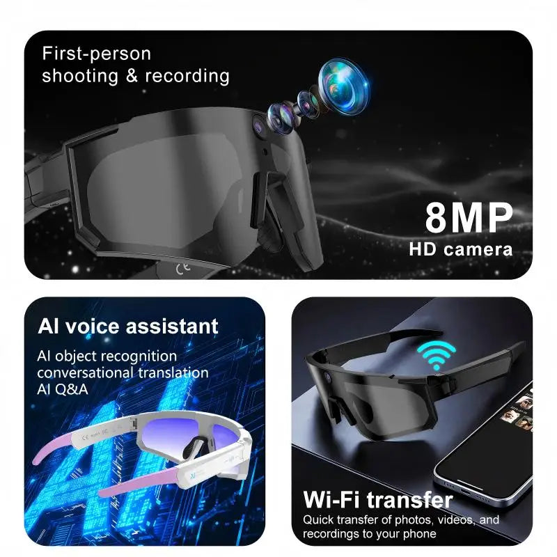 Xiaomi AI Smart Glasses ChatGPT 1080P Camera 8MP Anti-shake Cycling Video&Photo Sport Sunglasses DualMic 32GB Windproof Goggles