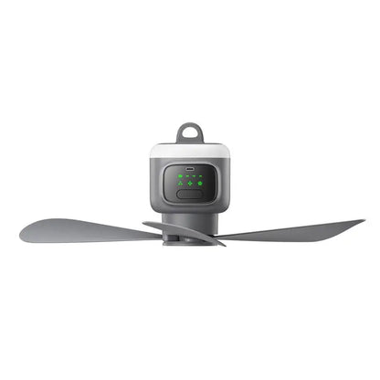 Ventilador de Techo Portátil 12000mAh — Recargable, LED, Control Remoto, Camping