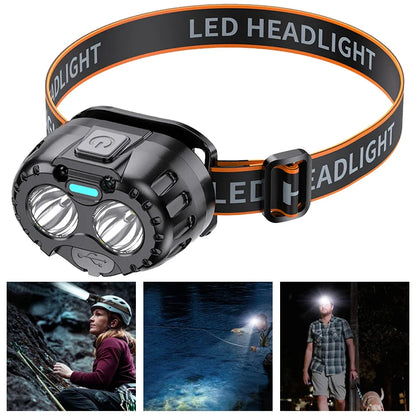 Potente linterna frontal LED IPX4 impermeable