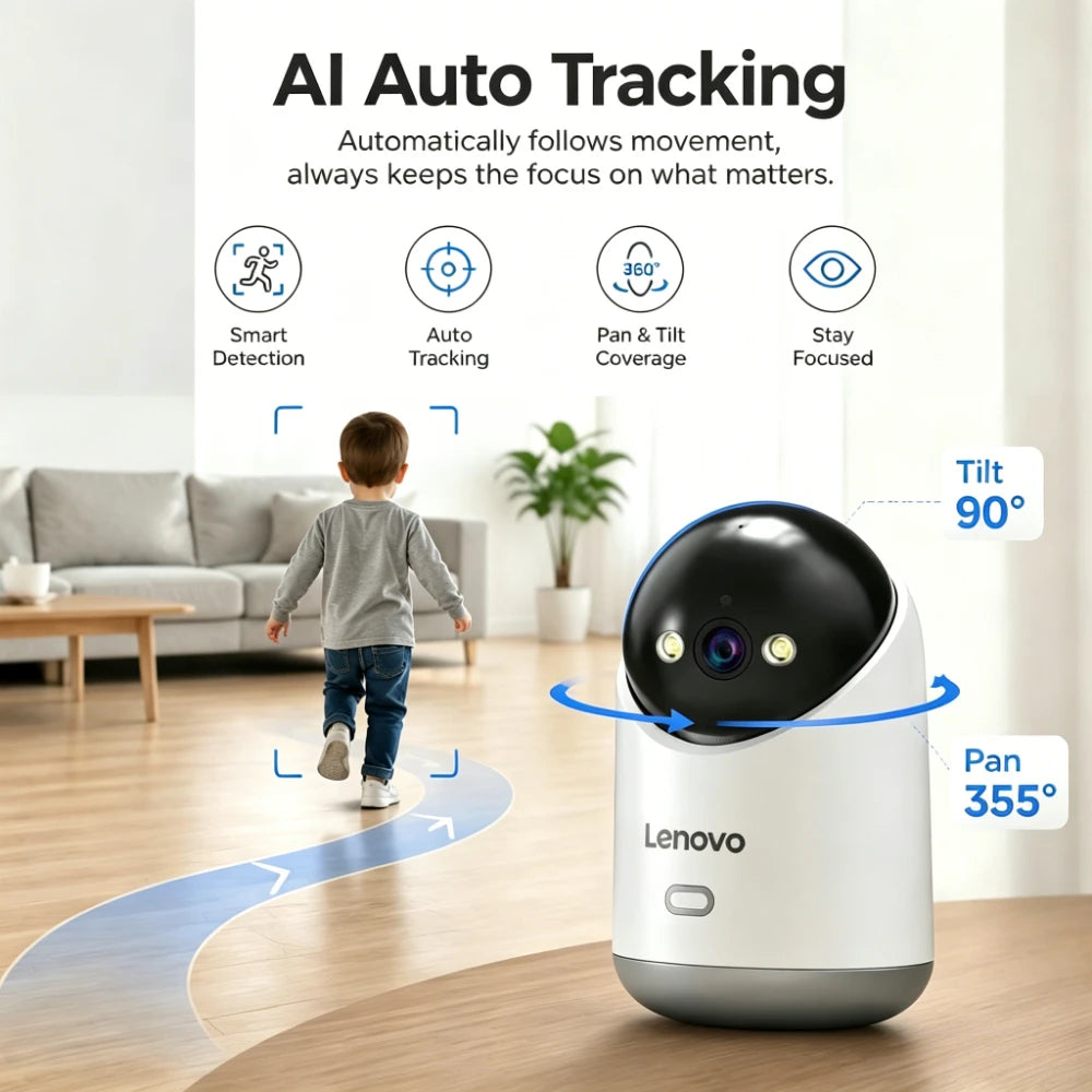 Cámara de Vigilancia Lenovo 5MP WiFi — Interior con Visión Nocturna
