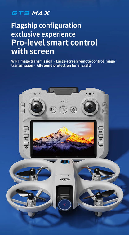GT3 Mini Drone Brushle Quadcopter RC Drone with Professional 8K Dual Camera FPV Screen Remote Control Foldable Airplane Toy Gift