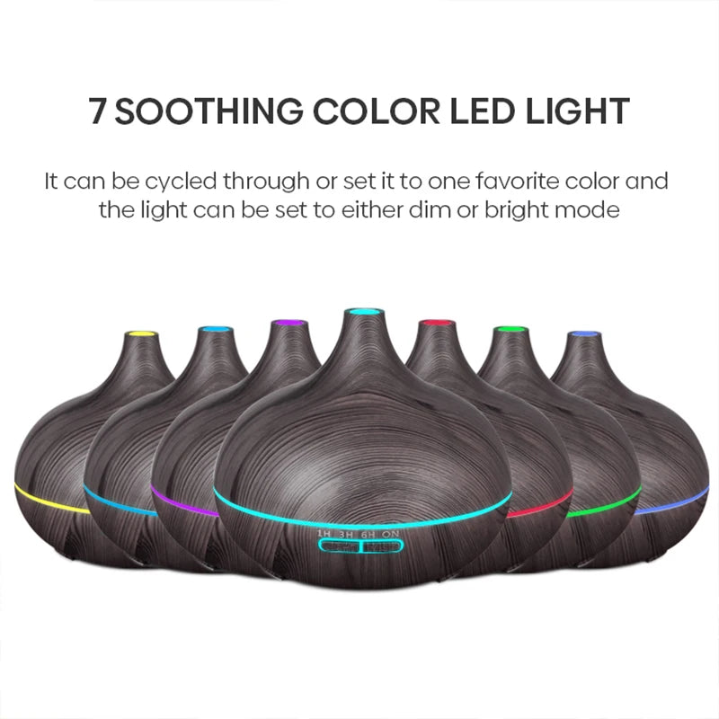 Disfusor de aromaterapia con control remoto-  Aromatherapy Essential Oil Diffuser Wood Air Humidifier