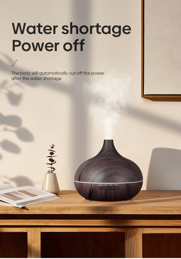 Disfusor de aromaterapia con control remoto-  Aromatherapy Essential Oil Diffuser Wood Air Humidifier