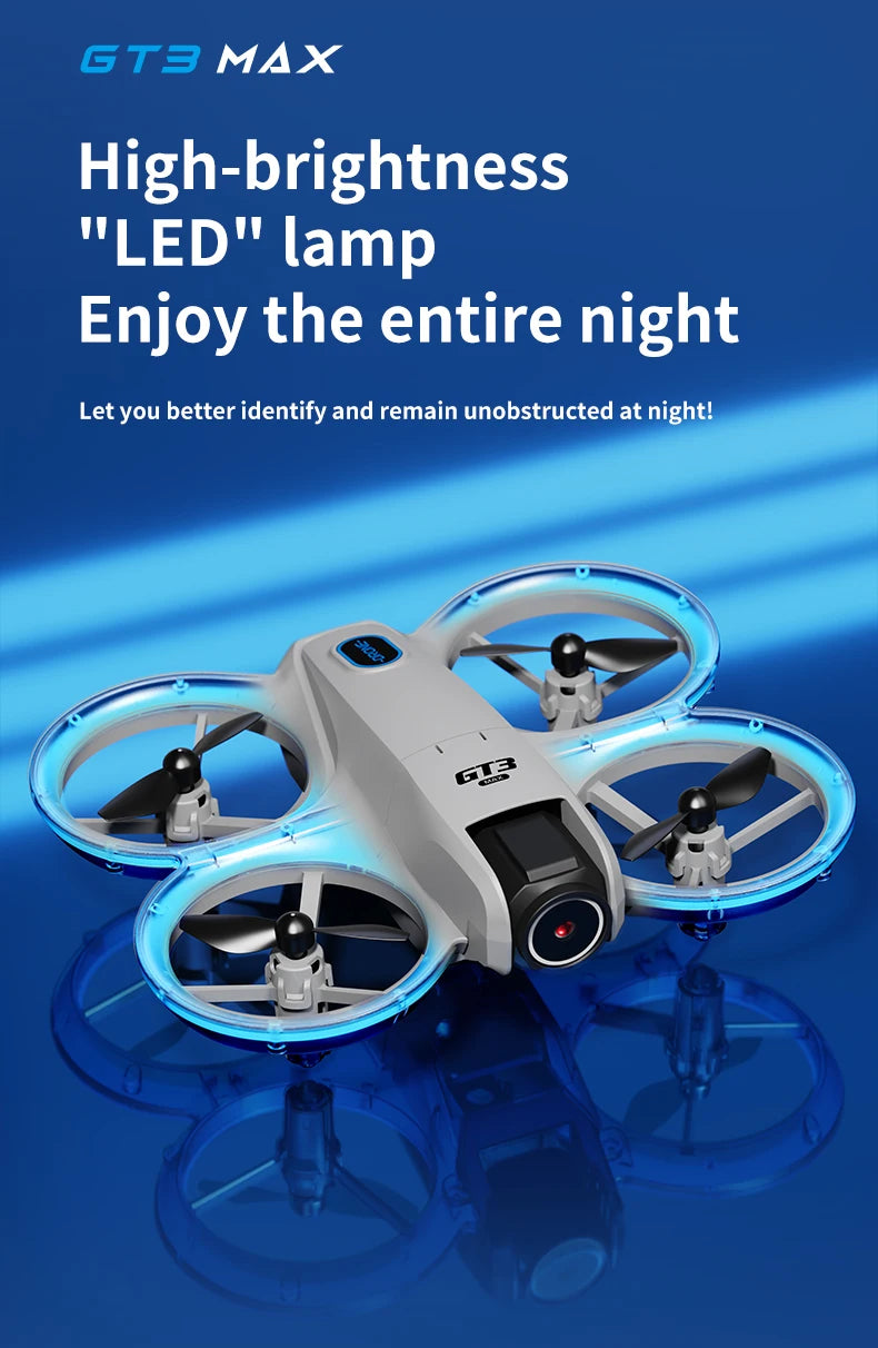 GT3 Mini Drone Brushle Quadcopter RC Drone with Professional 8K Dual Camera FPV Screen Remote Control Foldable Airplane Toy Gift