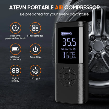 Inflador de neumáticos de coche inalámbrico portátil / Cordless Car Tire Inflator Portable Air Compressor