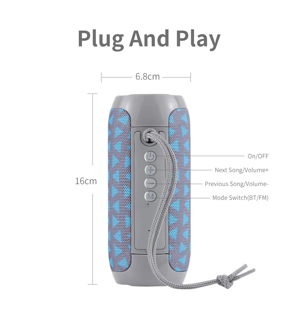 Bocina Bluetooth Portátil T&G TG117 – TWS, Resistente al Agua IPX5, Radio FM, Lector TF
