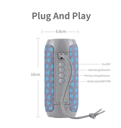 Bocina Bluetooth Portátil T&G TG117 – TWS, Resistente al Agua IPX5, Radio FM, Lector TF