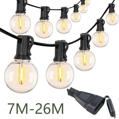 Luces de Guirnalda LED G40 para Exterior KIKIELF - Blanco Calido, Impermeables IP44, 110V-220V
