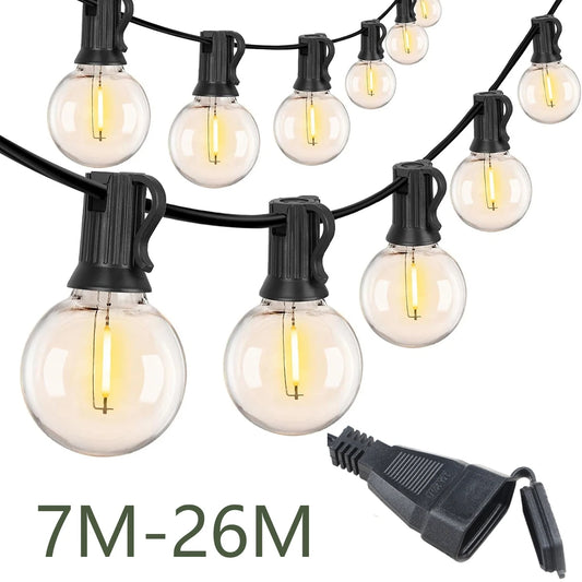 Luces de Guirnalda LED G40 para Exterior KIKIELF - Blanco Calido, Impermeables IP44, 110V-220V