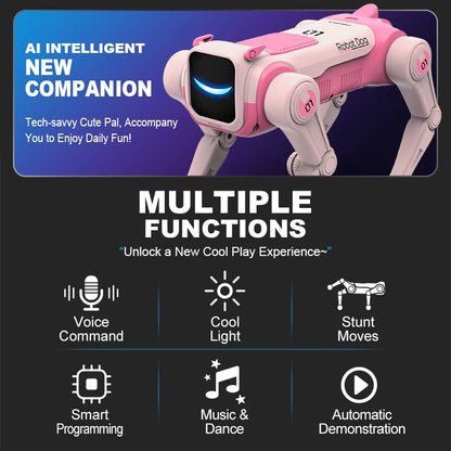 Perro Robot RC Inteligente — Comandos de Voz, Baile, Programable, 50m Control