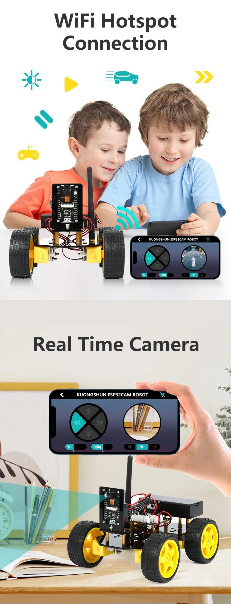 Kit de coche Robot inteligente ESP32 para proyecto de programación Arduino