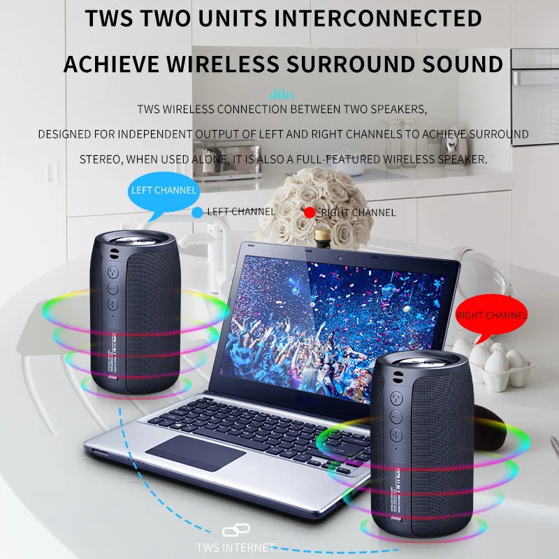 Bocina Bluetooth Portátil ZEALOT S32 – Subwoofer Inalámbrico, Resistente al Agua IPX6, Batería 1800mAh