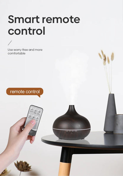 Disfusor de aromaterapia con control remoto-  Aromatherapy Essential Oil Diffuser Wood Air Humidifier
