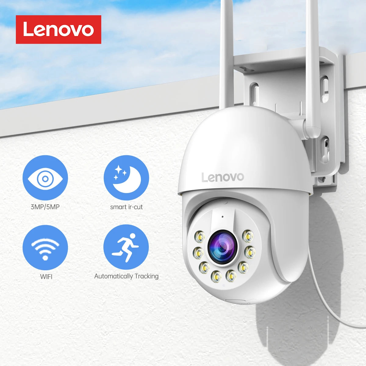 Cámara  videovigilancia de seguridad Lenovo 5MP Wifi inteligente
