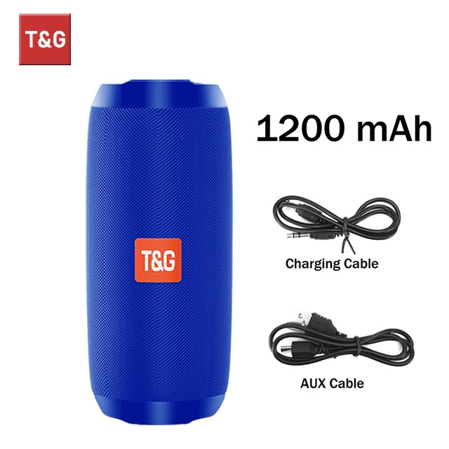 Bocina Bluetooth Portátil T&G TG117 – TWS, Resistente al Agua IPX5, Radio FM, Lector TF