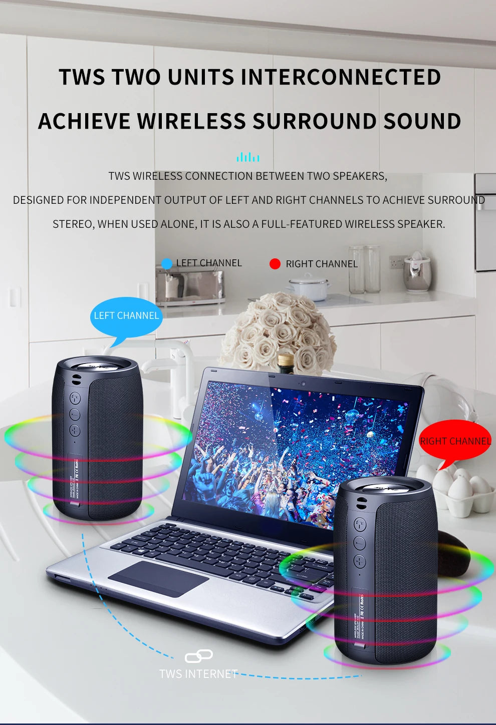 Bocina Bluetooth Portátil ZEALOT S32 – Subwoofer Inalámbrico, Resistente al Agua IPX6, Batería 1800mAh