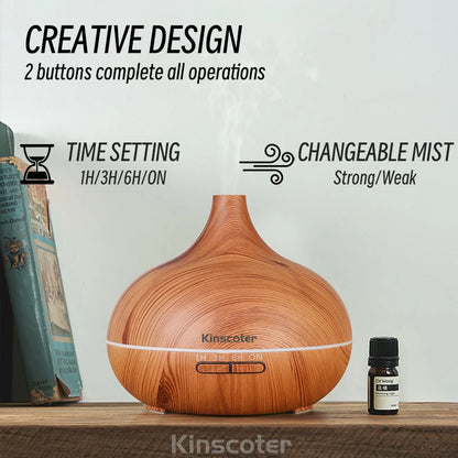 Disfusor de aromaterapia con control remoto-  Aromatherapy Essential Oil Diffuser Wood Air Humidifier