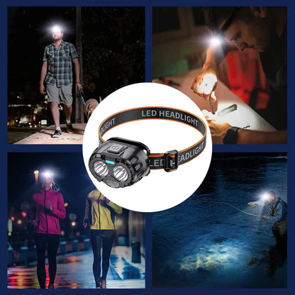 Potente linterna frontal LED IPX4 impermeable