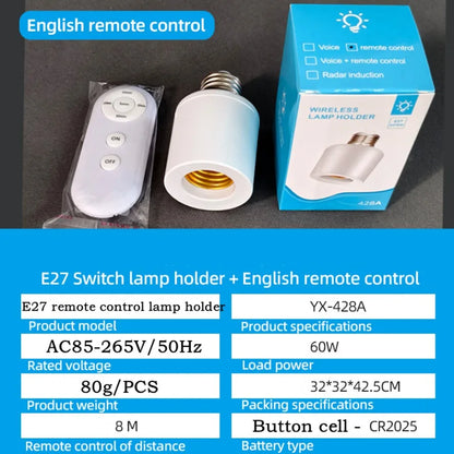 Socket E27 con Control Remoto Inalámbrico y Temporizador – 60W, 110V-220V, AXUS