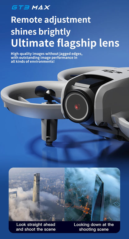 GT3 Mini Drone Brushle Quadcopter RC Drone with Professional 8K Dual Camera FPV Screen Remote Control Foldable Airplane Toy Gift