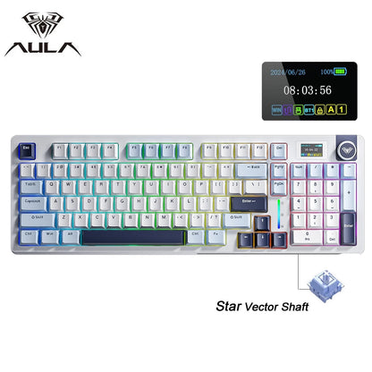 Teclado Mecánico Inalámbrico AULA S98 Pro – RGB, Hot-Swap, Pantalla TFT, Tri-modo, 4000mAh