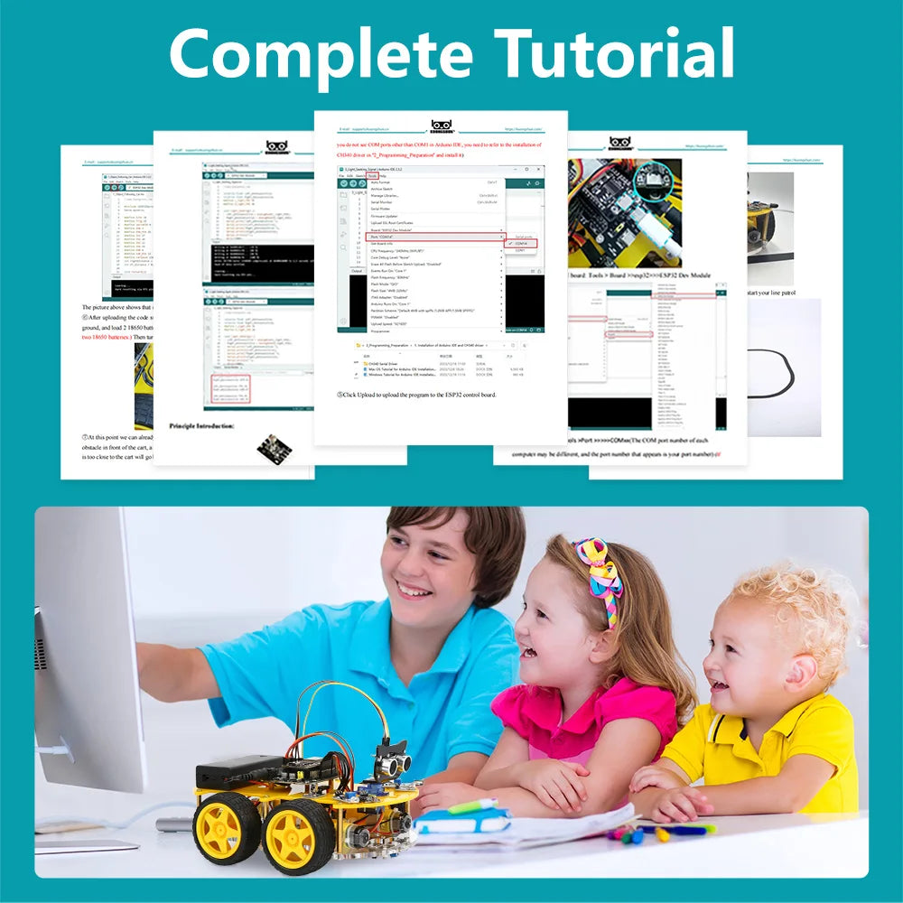 Kit de coche Robot inteligente ESP32 para proyecto de programación Arduino