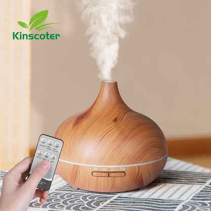 Disfusor de aromaterapia con control remoto-  Aromatherapy Essential Oil Diffuser Wood Air Humidifier