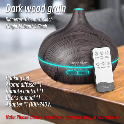 Disfusor de aromaterapia con control remoto-  Aromatherapy Essential Oil Diffuser Wood Air Humidifier